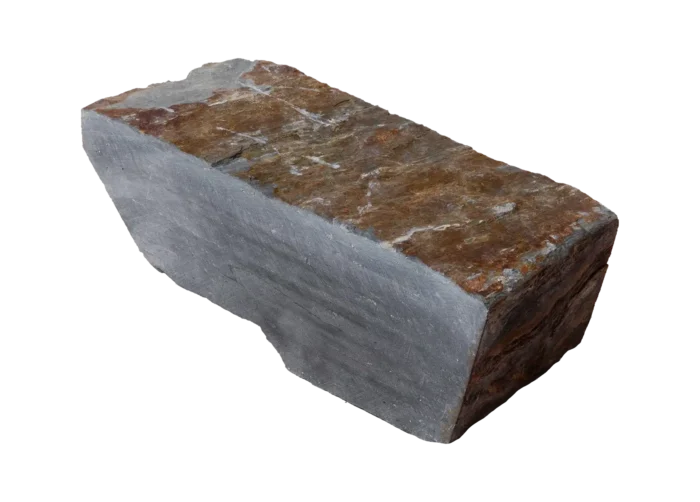 A studio image of blue/grey sawn face cut stone