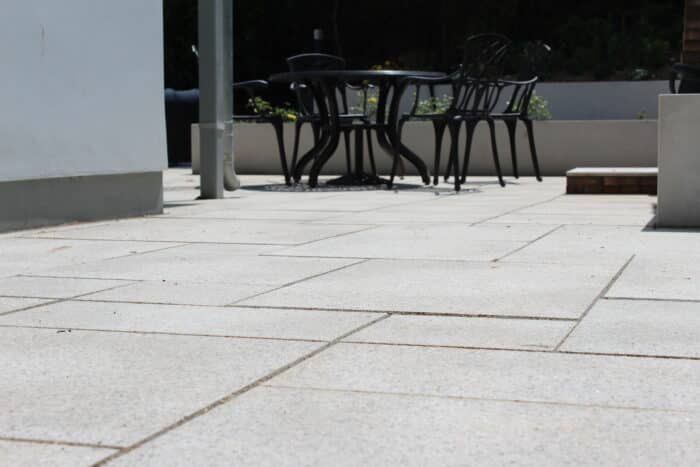 Brown granite paving