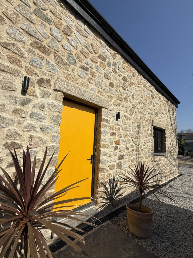 Sawn Cornish granite walling