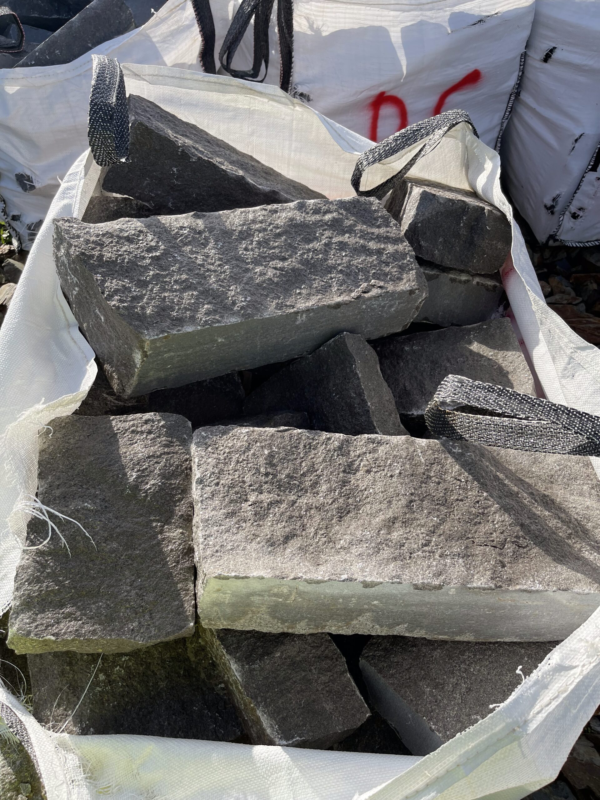 Grey limestone walling